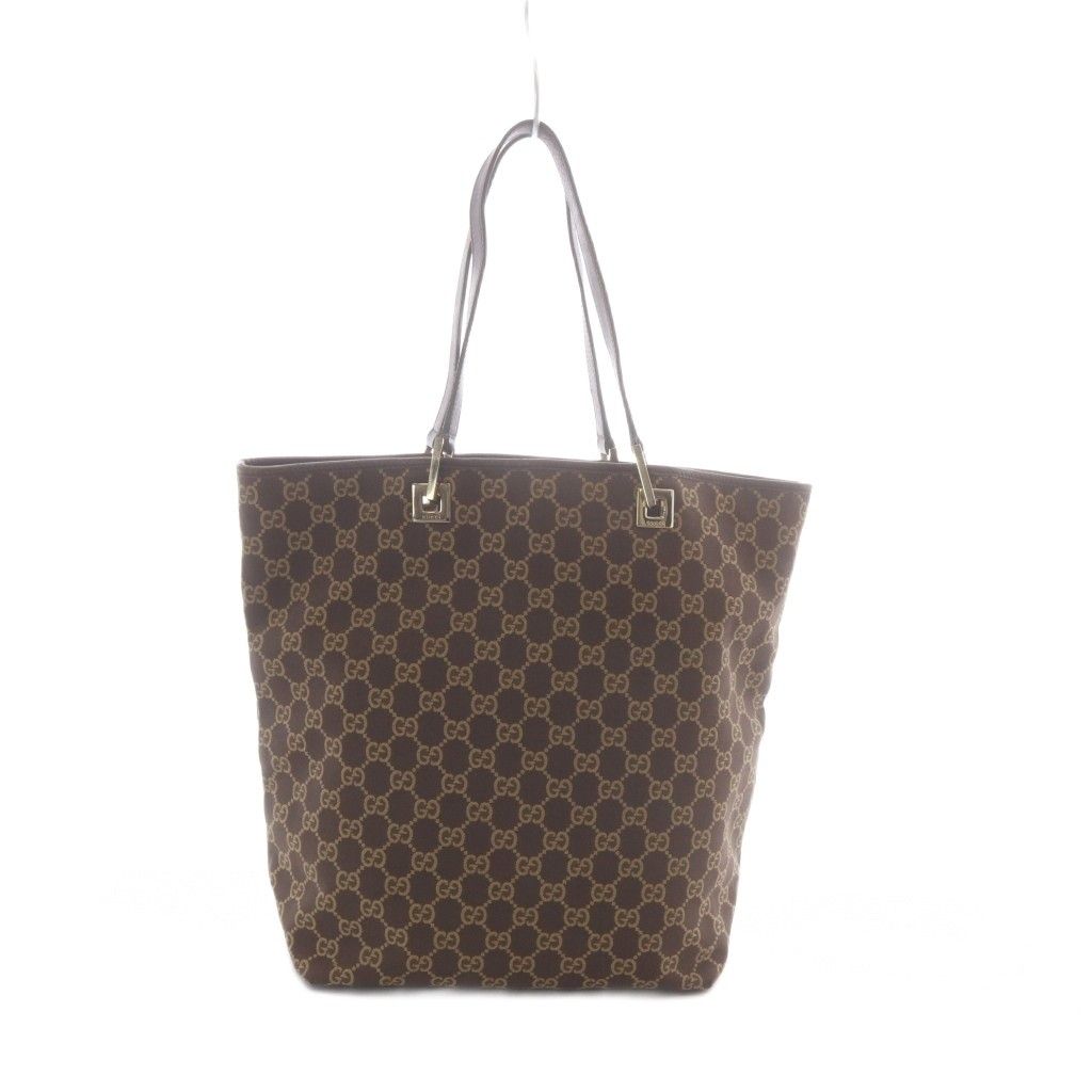 Gucci GG Canvas Tote Bag Brown Leather — view 2