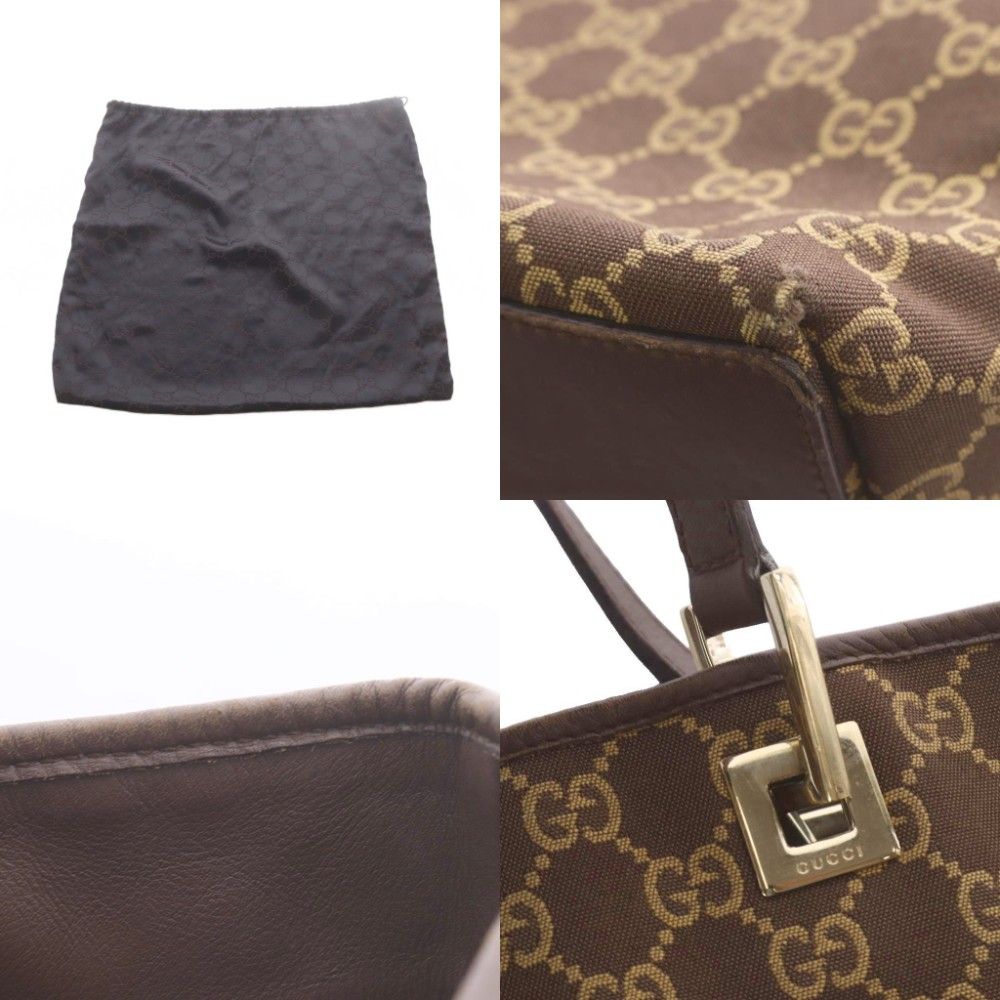 Gucci GG Canvas Tote Bag Brown Leather — view 8