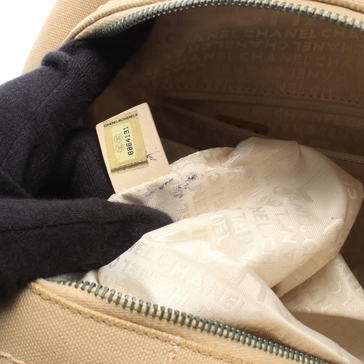 Chanel Choco Bar Beige Canvas Leather Bar Boston Bag — view 6