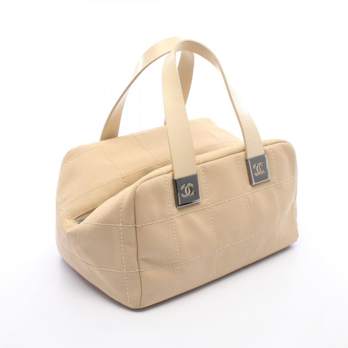 Chanel Choco Bar Beige Canvas Leather Bar Boston Bag — view 2