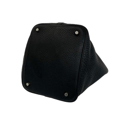 Hermes Picotin Lock MM Taurillon Clemence Leather Handbag Black — view 8