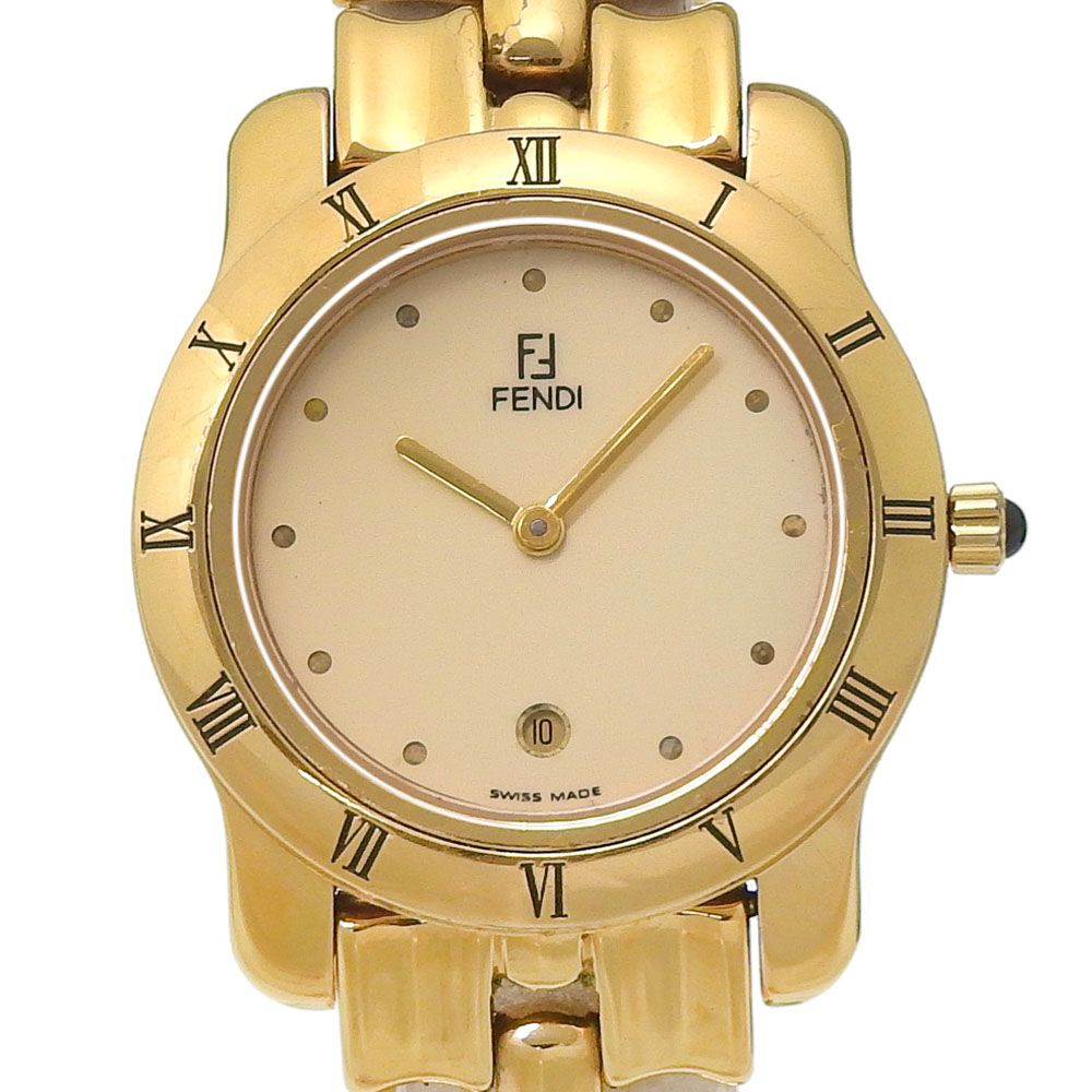 Fendi Gold Plated Quartz Analog Display Boys Ivory Dial Watch
