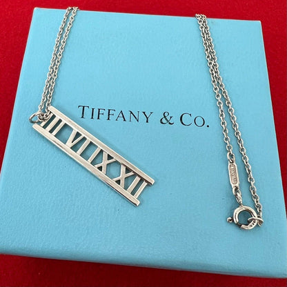 Tiffany & Co Vintage Atlas Bar Necklace 925 Sterling Silver