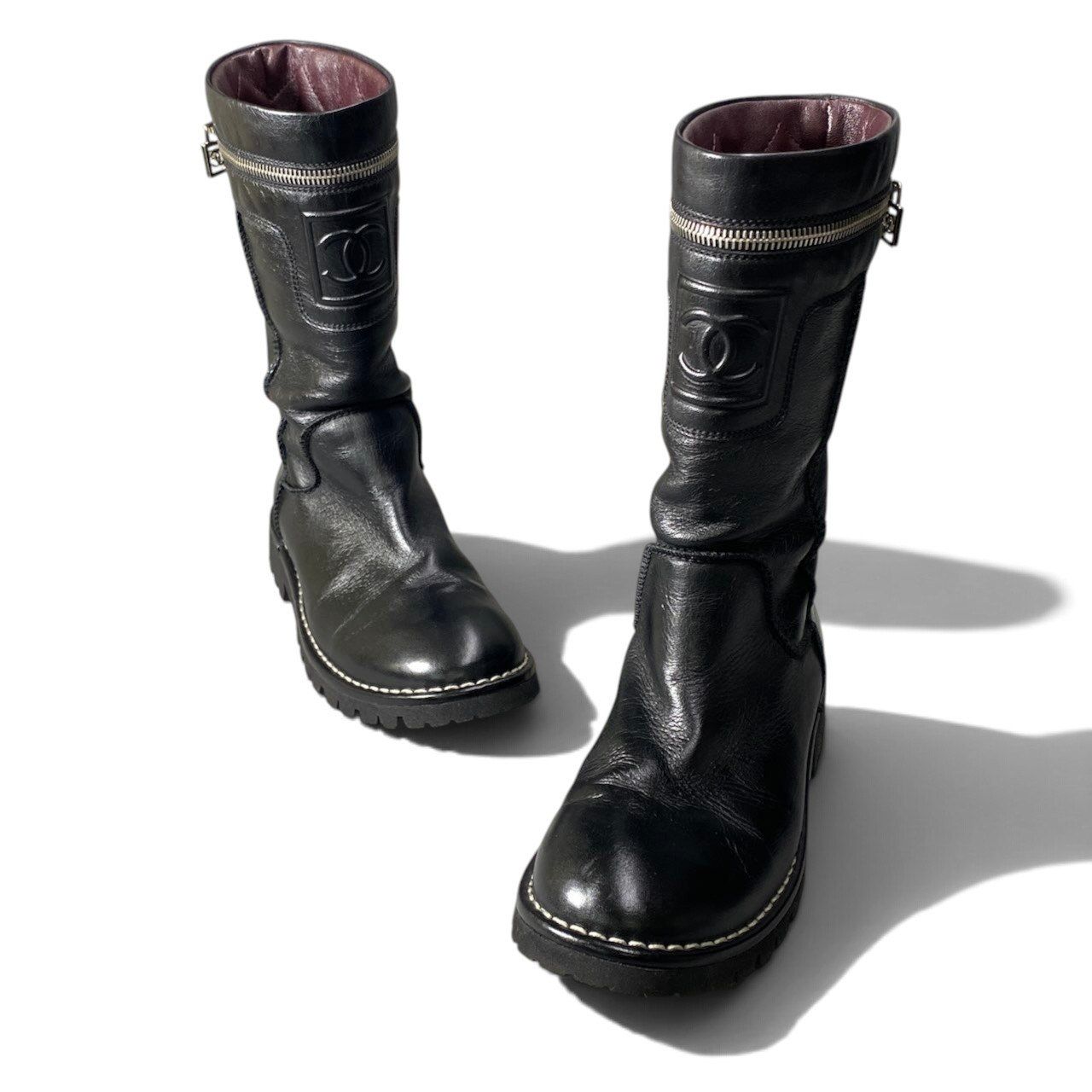 Chanel Engineer Boots CC Logo Black Leather — view 7