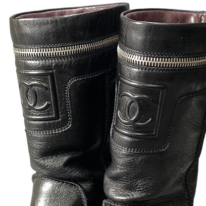 Chanel Engineer Boots CC Logo Black Leather — view 4