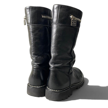 Chanel Engineer Boots CC Logo Black Leather — view 3