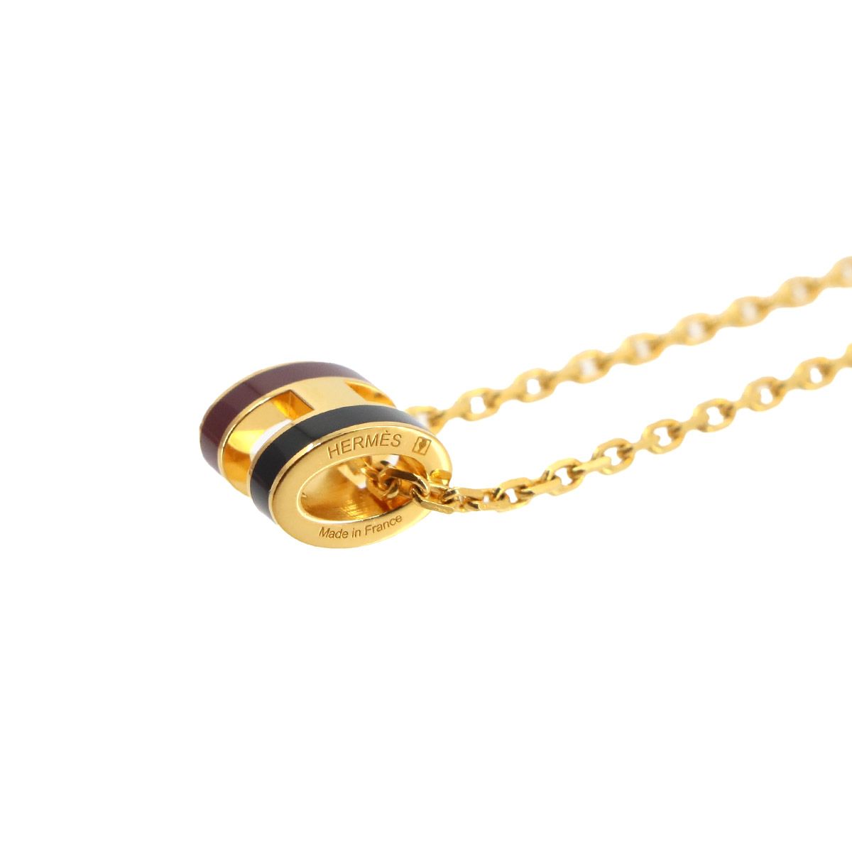 Hermes Mini Pop H Rocabar Necklace Gold Black Bordeaux — view 4