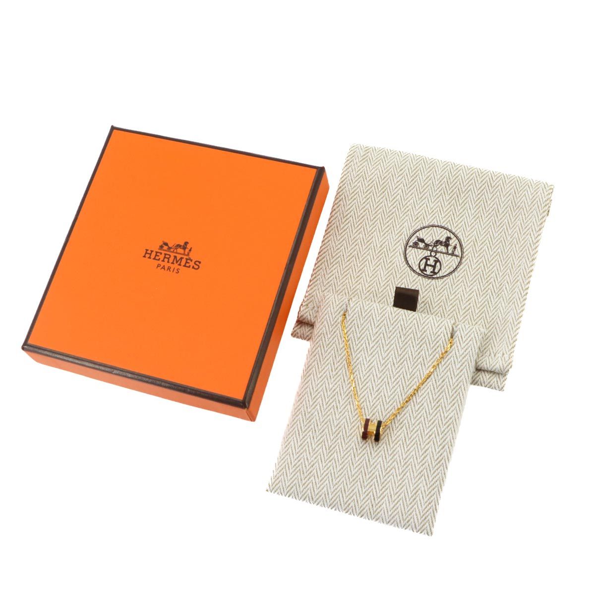 Hermes Mini Pop H Rocabar Necklace Gold Black Bordeaux — view 2