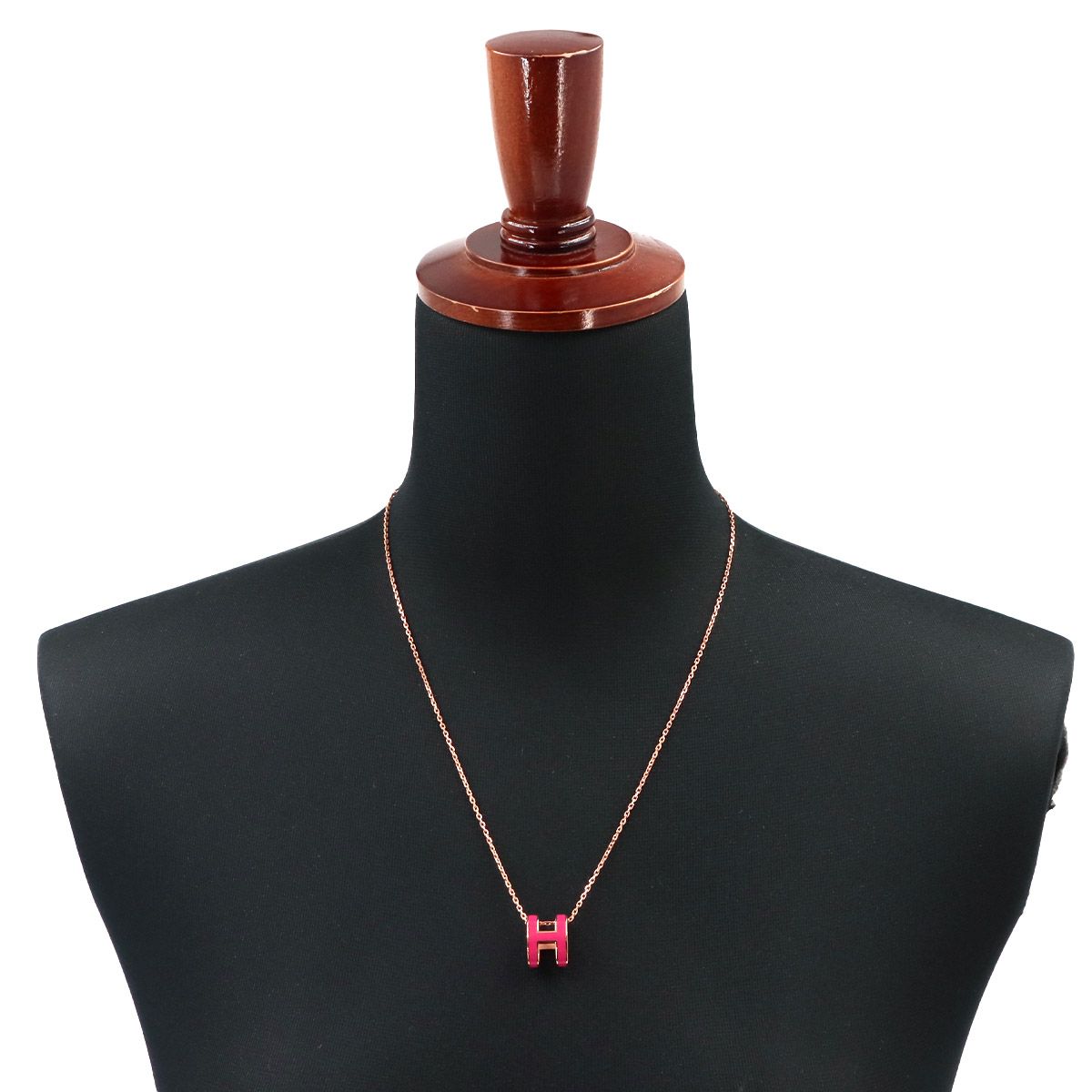 Hermes Pop H Necklace Rose Pink Gold — view 6