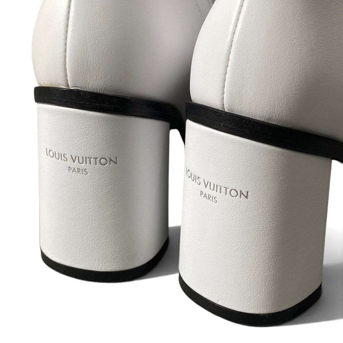 Louis Vuitton Line Chunky Heel Boots White Leather — view 6