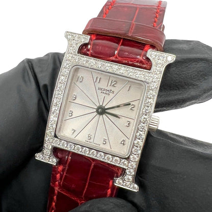 Hermes Watch Porosus Leather Diamond Bezel Quartz Wrist — view 5