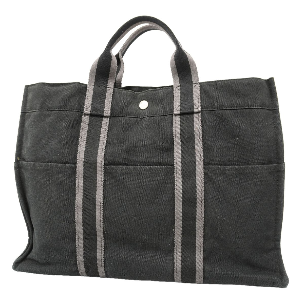Hermes Tote Bag Fourre Tout MM Canvas Black Silver