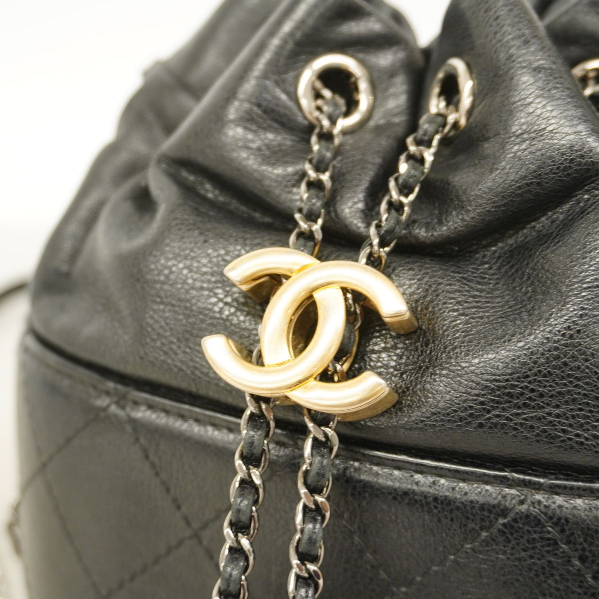 Chanel Shoulder Bag Gabrielle Leather Black Gold Silver — view 8