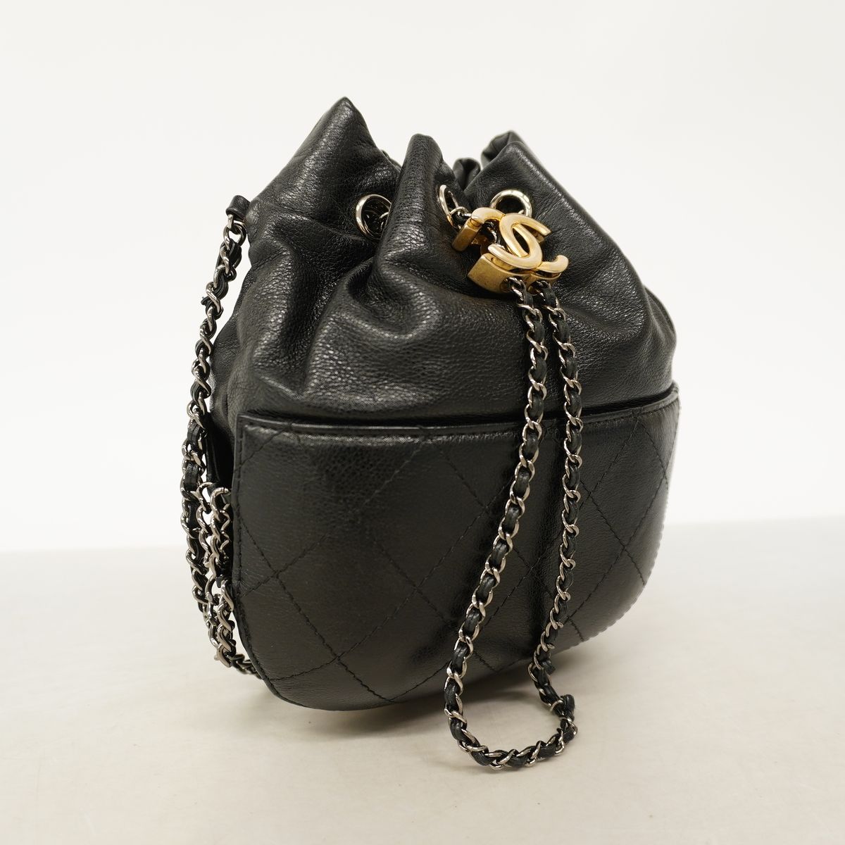 Chanel Shoulder Bag Gabrielle Leather Black Gold Silver — view 2