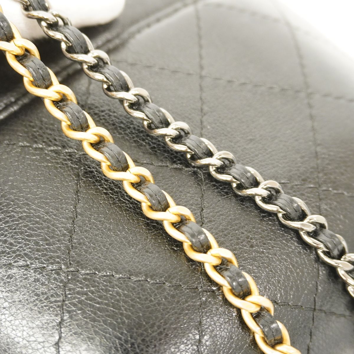 Chanel Shoulder Bag Gabrielle Leather Black Gold Silver — view 7