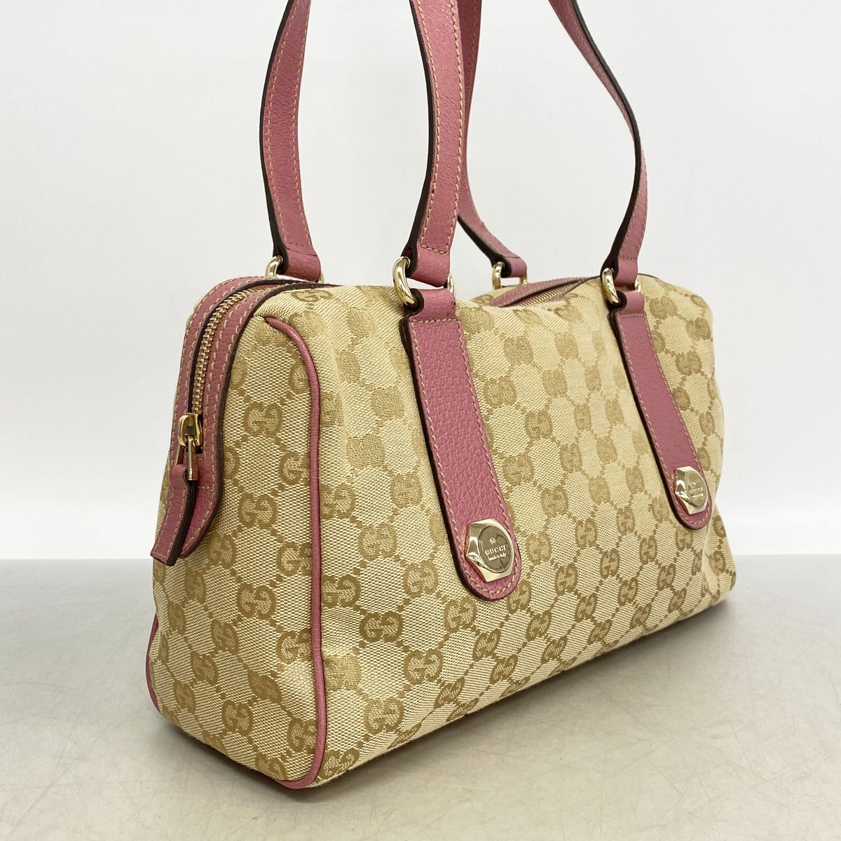 Gucci Handbag GG Canvas Brown Pink Champagne Gold — view 2