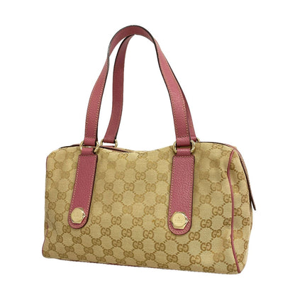 Gucci Handbag GG Canvas Brown Pink Champagne Gold