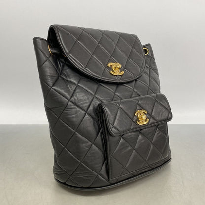 Chanel Backpack Quilted Lambskin Black Gold — view 2