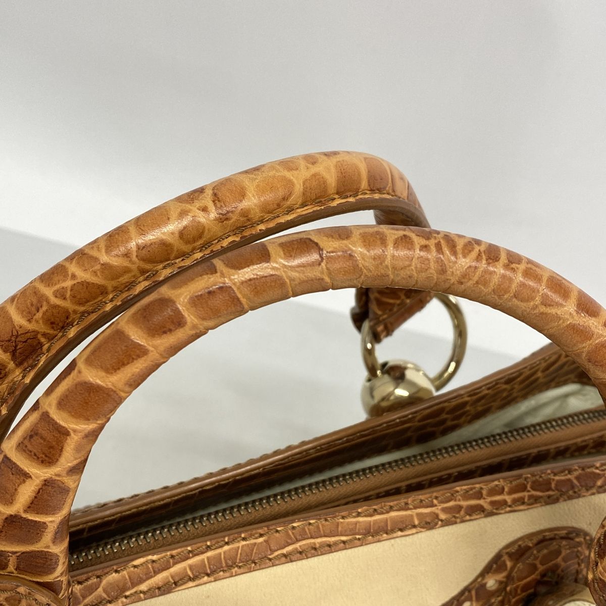 Celine Handbag Boogie Bag Leather Beige Brown Champagne Gold — view 8