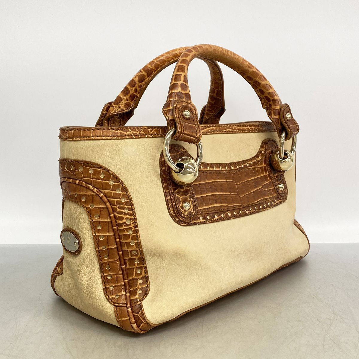 Celine Handbag Boogie Bag Leather Beige Brown Champagne Gold — view 2