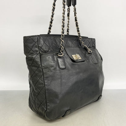 Chanel Chain Tote Bag 2.55 Quilted Lambskin Black Silver — view 2
