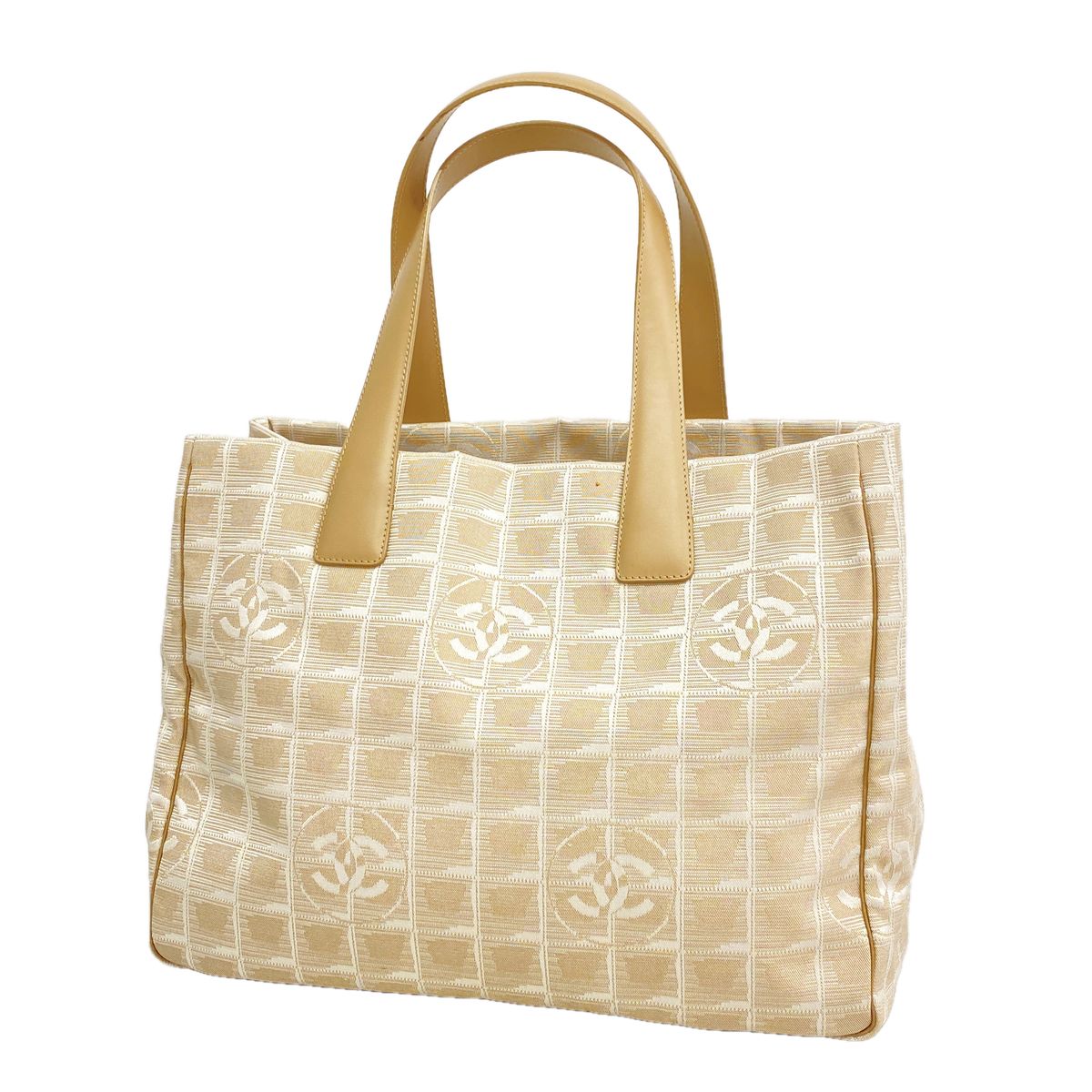 Chanel Tote Bag New Travel Nylon Beige Gold