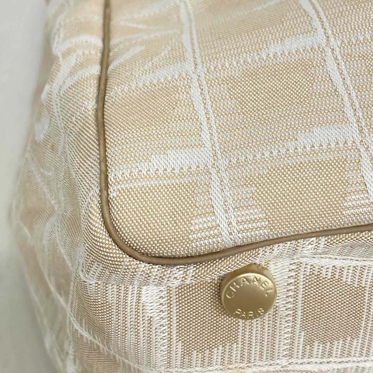 Chanel Tote Bag New Travel Nylon Beige Gold — view 7