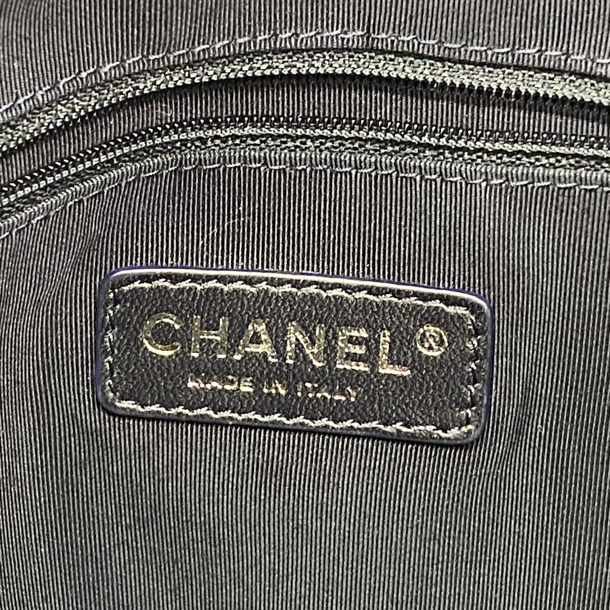 Chanel Chain Tote Bag Cruise Line Canvas Navy Silver — view 5