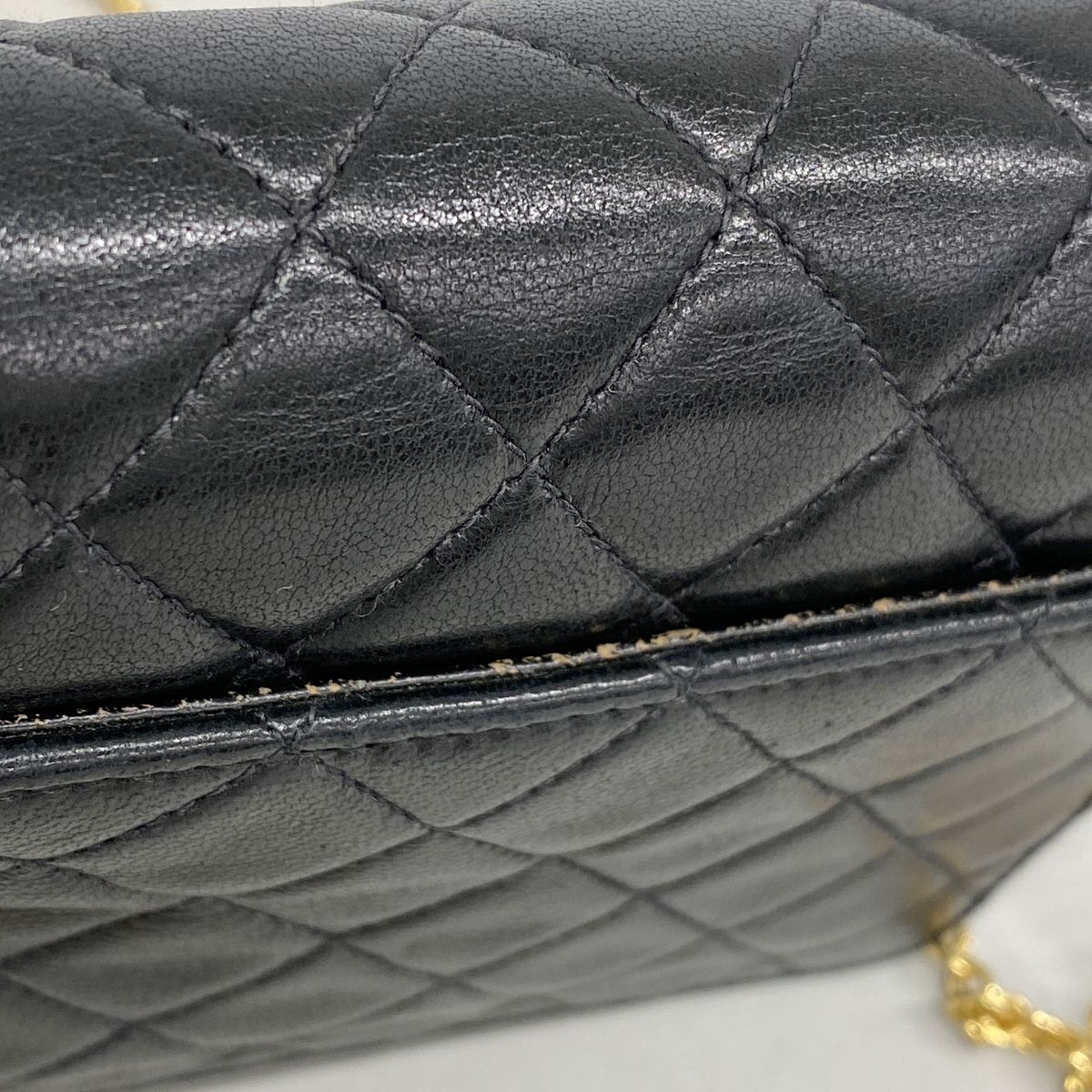 Chanel Shoulder Bag Mini Quilted Lambskin Black Gold — view 7
