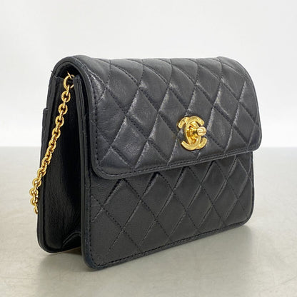 Chanel Shoulder Bag Mini Quilted Lambskin Black Gold — view 2