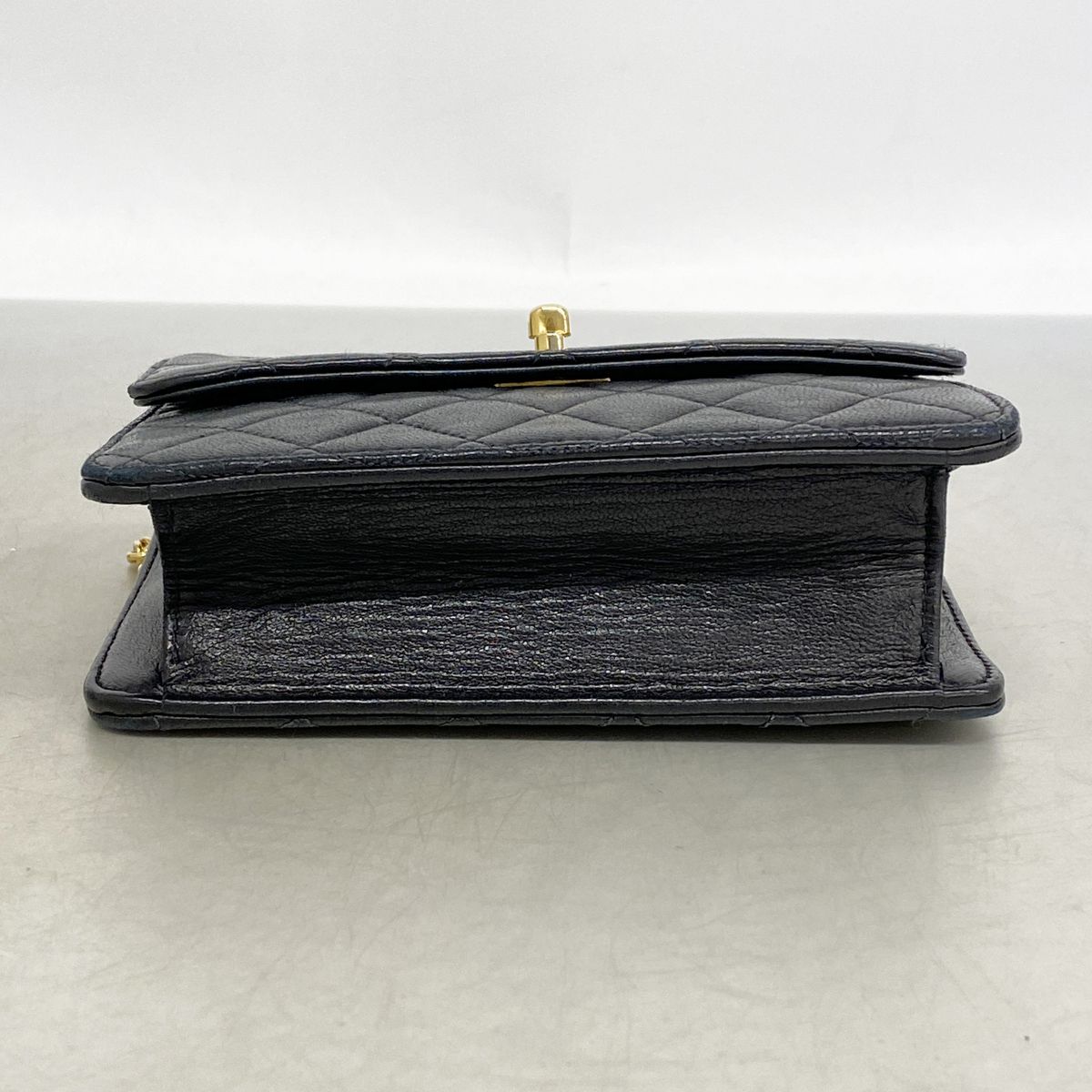 Chanel Shoulder Bag Mini Quilted Lambskin Black Gold — view 3