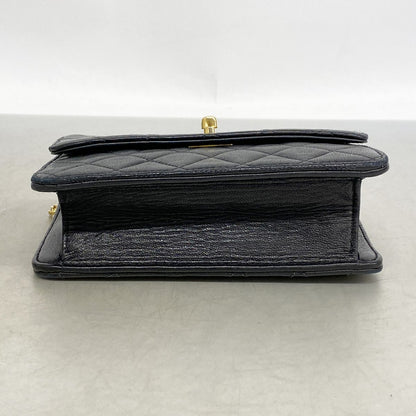 Chanel Shoulder Bag Mini Quilted Lambskin Black Gold — view 3