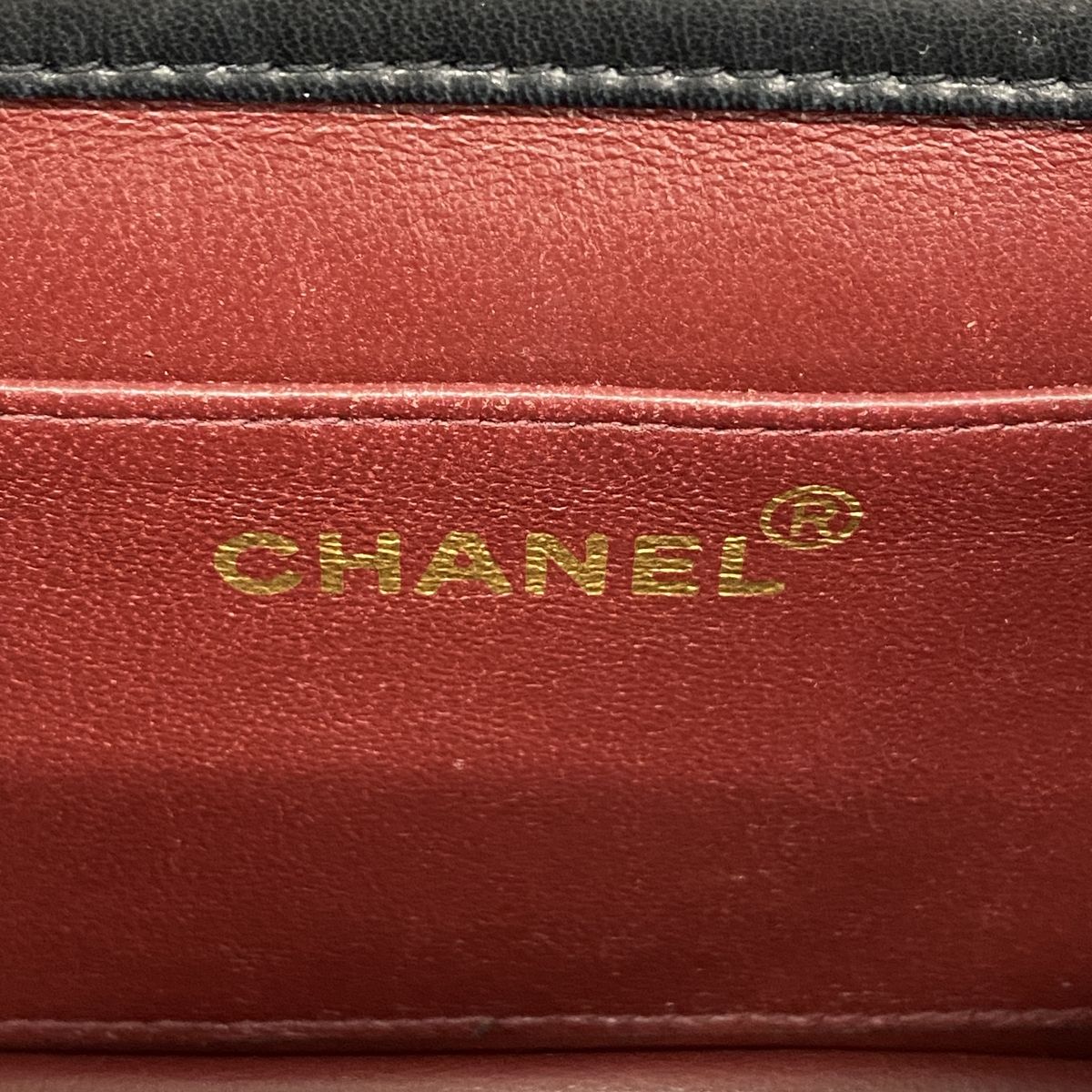 Chanel Shoulder Bag Mini Quilted Lambskin Black Gold — view 5