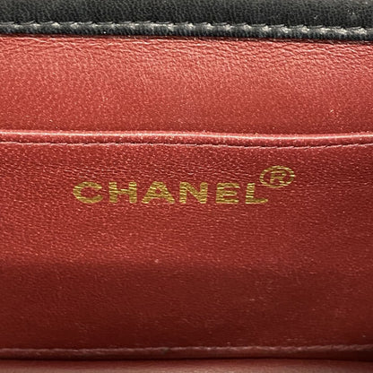 Chanel Shoulder Bag Mini Quilted Lambskin Black Gold — view 5