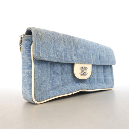 Chanel Shoulder Bag Choco Bar Denim Blue Silver — view 2