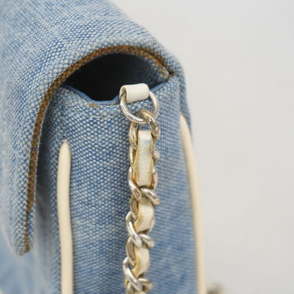 Chanel Shoulder Bag Choco Bar Denim Blue Silver — view 8