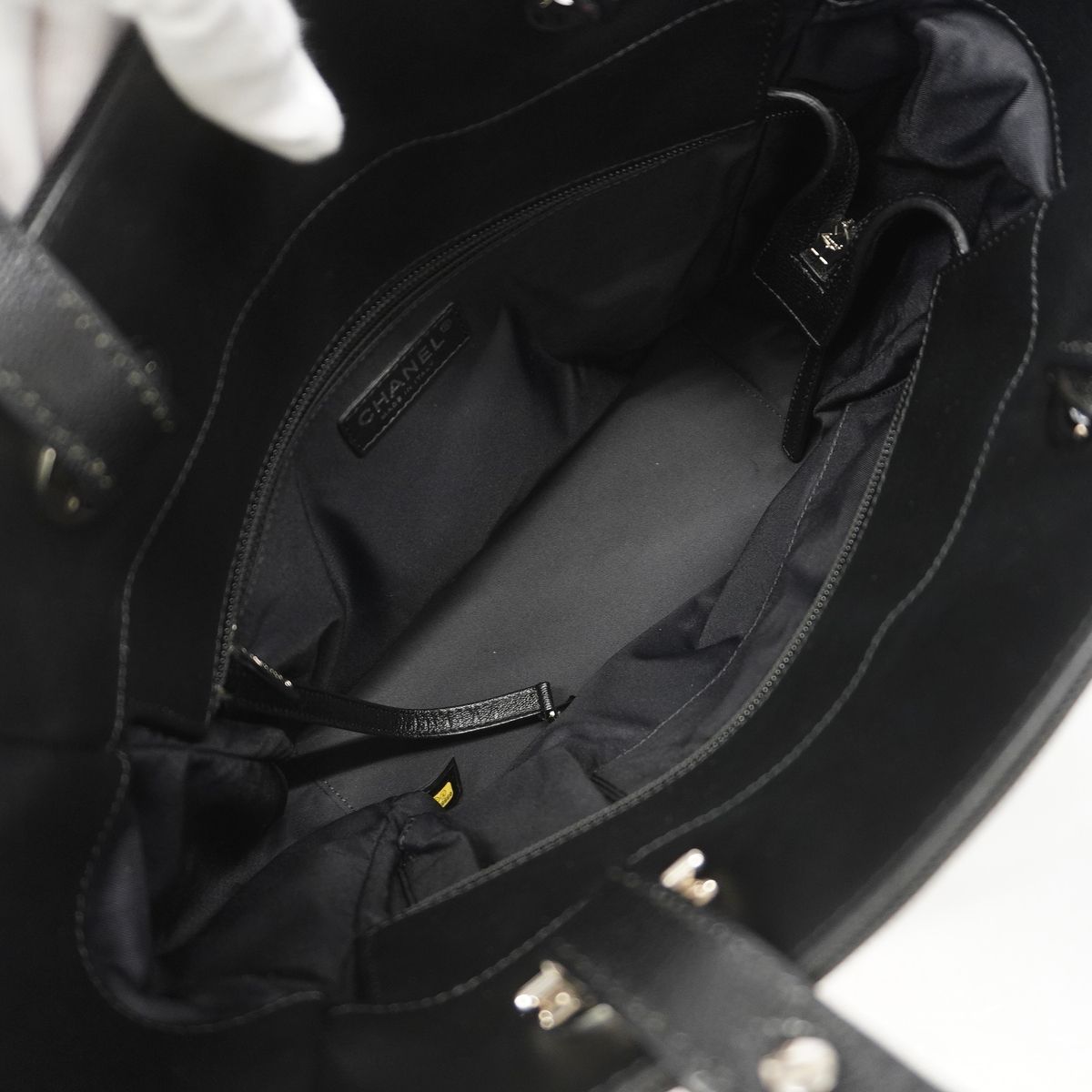 Chanel Tote Bag Paris Biarritz Canvas Black Silver — view 4