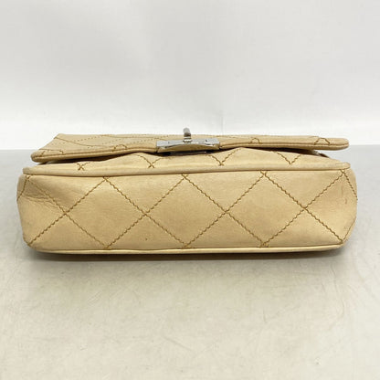 Chanel Shoulder Bag Wild Stitch Lambskin Beige Silver — view 3