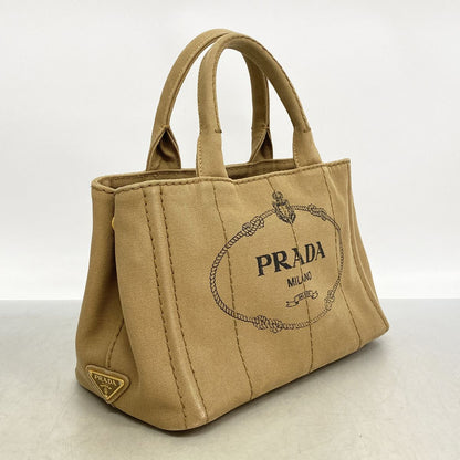 Prada Tote Bag Canapa Canvas Brown Gold — view 2