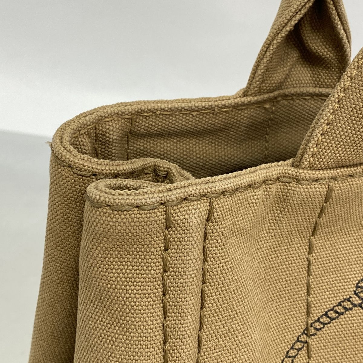 Prada Tote Bag Canapa Canvas Brown Gold — view 8