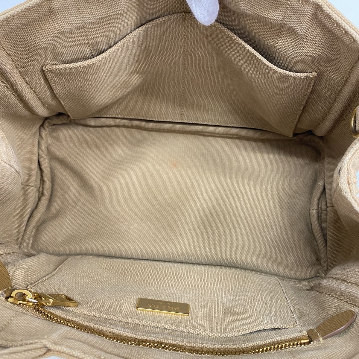 Prada Tote Bag Canapa Canvas Brown Gold — view 4