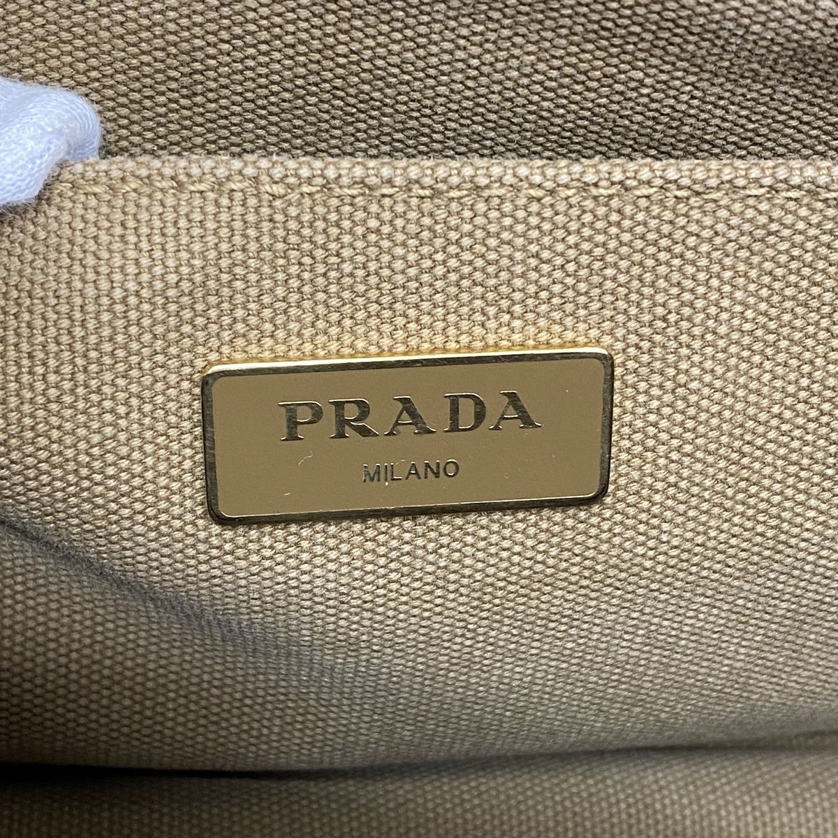 Prada Tote Bag Canapa Canvas Brown Gold — view 5