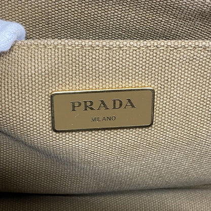 Prada Tote Bag Canapa Canvas Brown Gold — view 5