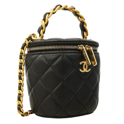 Chanel Vanity Bag Quilted Lambskin Black Gold 2-Way Bag — view 2
