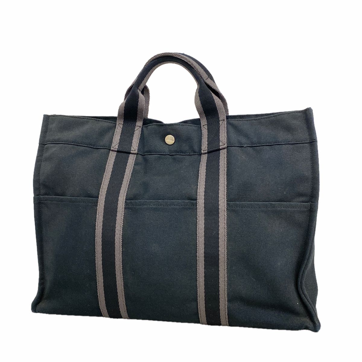 Hermes Tote Bag Fourre Tout MM Canvas Black Silver