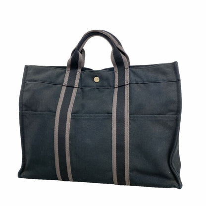Hermes Tote Bag Fourre Tout MM Canvas Black Silver