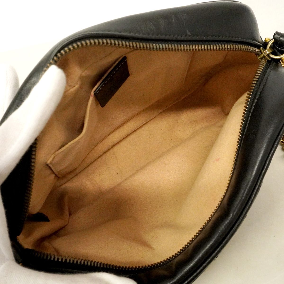 Gucci Shoulder Bag GG Marmont Leather Black Gold — view 4
