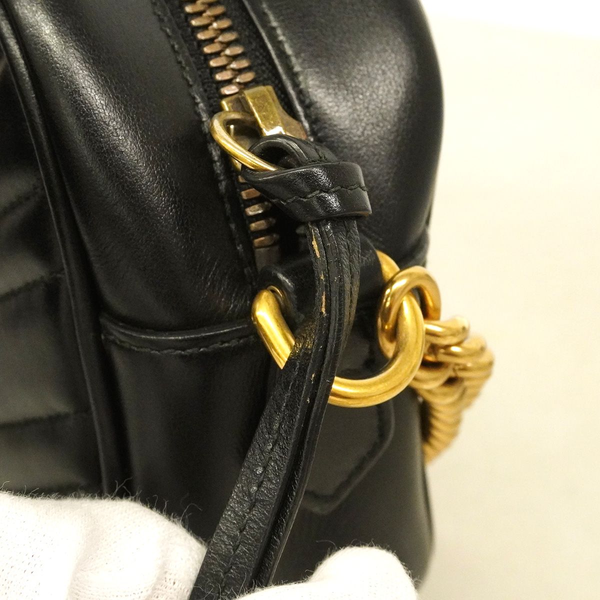 Gucci Shoulder Bag GG Marmont Leather Black Gold — view 7