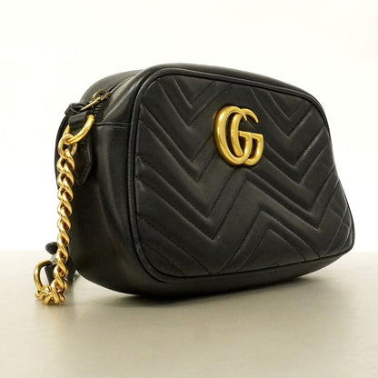Gucci Shoulder Bag GG Marmont Leather Black Gold — view 2