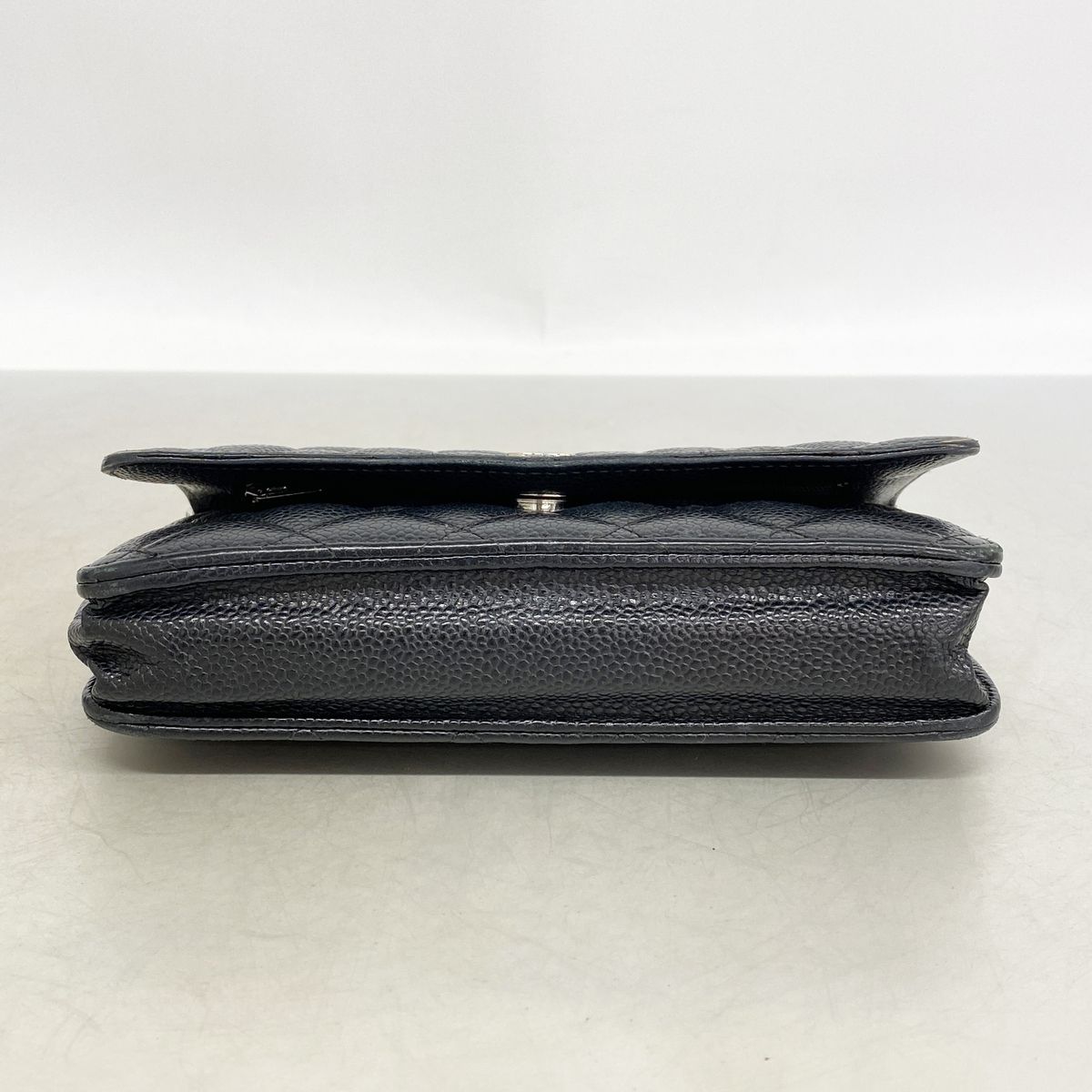 Chanel Wallet on Chain Quilted Caviar Leather Black Silver Shoulder Bag — view 3